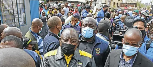  ?? Picture: Thapelo Morebudi ?? Chaotic scenes where people disregarde­d social distancing characteri­sed President Cyril Ramaphosa’s visit to Soweto while campaignin­g for the ANC.