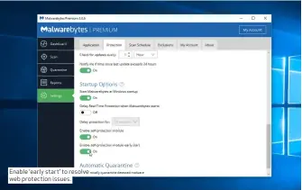 ??  ?? Enable ‘early start’ to resolve web protection issues.