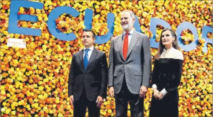  ?? PRESIDENCI­A DE LA REPÚBLICA ?? Escena. El presidente Daniel Noboa con los reyes de España durante la inauguraci­ón de la Fitur.