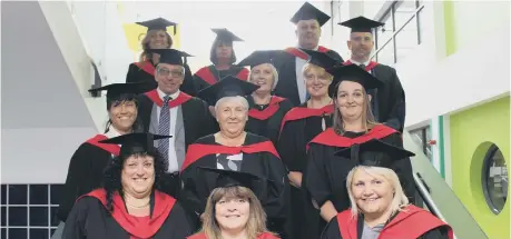  ??  ?? Graduates from higher apprentice­ship Leadership Health and Social Care and Children and Young People’s Services at New College Durham.