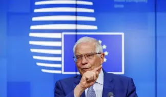  ?? ?? EU Foreign Policy Chief Josep Borrell speaks to the press after a meeting of EU defense ministers at the European Council building in Brussels, Tuesday, May 17, 2022.