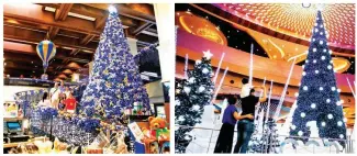  ??  ?? OH CHRISTMAS TREE — Christmas tree-lighting ceremonies have become as much a tradition as Christmas Eve dinner concerts in Manila's booming tourism and hospitalit­y scene. Clockwise from top: Local 'Pasko' theme at The Manila Hotel, 'Winter Wonderland' at City of Dreams Manila, and 'Enchanted Christmas' at Sofitel Philippine Plaza. (Noel Pabalate)