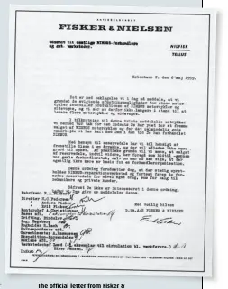  ??  ?? The official letter from Fisker &amp; Nielsen informing dealers of the halt to production of Nimbus in 1957.