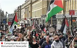  ??  ?? n Campaigner­s at Grey’s Monument in Newcastle