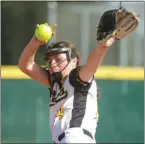  ?? JOSEPH DYCUS — STAFF PHOTO ?? Del Mar junior pitcher Natalie Dixon recorded a season- high 16 strikeouts in the Dons' 11- 4 win over Gunderson on Wednesday. Del Mar is off to a 7- 0 start this season.