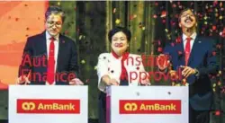  ??  ?? From left: Sulaiman, AmBank Group managing director of retail banking Jade Lee and group COO Datuk Iswaraan Suppiah at the launch in Kuala Lumpur yesterday.