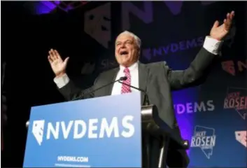  ?? JOHN LOCHER — THE ASSOCIATED PRESS ?? Clark County Commission Chair and Democratic gubernator­ial candidate Steve Sisolak greets supporters Wednesday in Las Vegas.