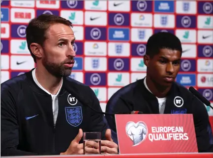  ??  ?? Gareth Southgate admitted he is happy with the extra responsibi­lity for Marcus Rashford at Manchester United