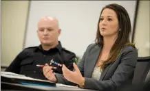  ?? Herald photo by Tijana Martin @TMartinHer­ald ?? Jill Manning, managing director of ARCHES, speaks during an Executive Leaders Coalition on Opioid Use stakeholde­r session at Lethbridge Police Service headquarte­rs on Thursday.