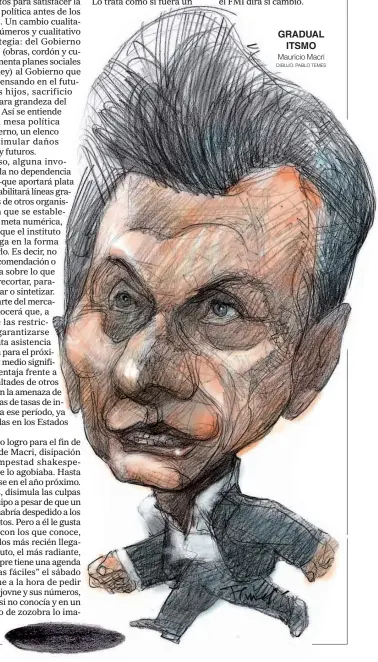  ??  ?? GRADUAL ITSMO Mauricio Macri DIBUJO: PABLO TEMES