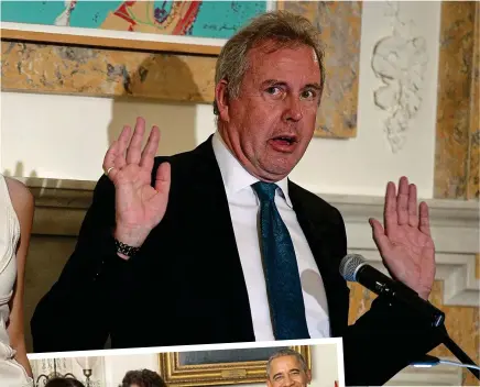  ?? ?? Allegation­s: Kim Darroch. Left, Michelle Kosinski with her husband Kimbell Duncan, flanked by the Obamas