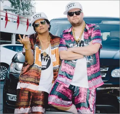  ??  ?? Bruno Mars and James Corden as seen in “Carpool Karaoke”