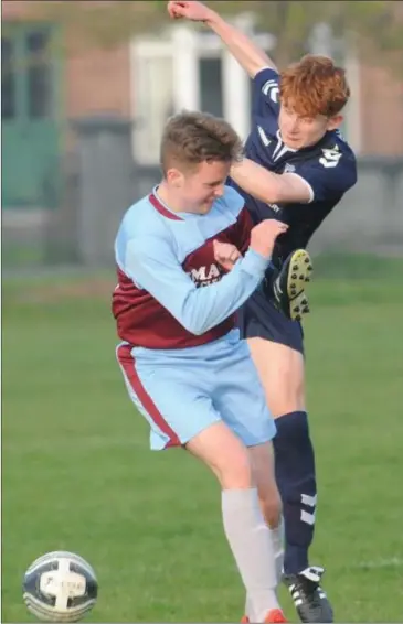  ??  ?? Finn Kelly was among the scorers for Ardee against St Dominic’s, but his goal ultimately counted for nothing.