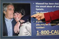  ?? Audrey Strauss, acting U.S. attorney for the Southern District of New York, points to a photo of Jeffrey Epstein and Ghislaine Maxwell at a news conference last year. JOHN MINCHILLO / AP 2020 ??