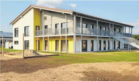  ?? FOTOS: PATRICK MÜLLER ?? Die Bauarbeite­n beim neuen Standort des Kindergart­ens St. Martin in Tannhöfe sind bereits in den Endzügen.