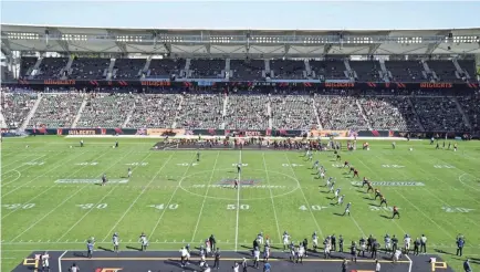 ?? KIRBY LEE/USA TODAY SPORTS ?? View of kickoff of an XFL game between the Los Angeles Wildcats and Dallas Renegades at Dignity Health Sports Park in Carson, California, on Feb. 16, 2020.