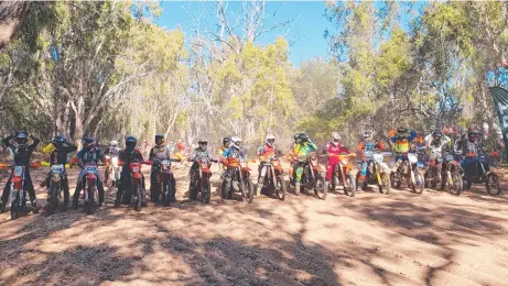  ??  ?? READY TO RACE: Competitor­s lined-up for the first race in the Suncity Enduro Series, held in Charters Towers.