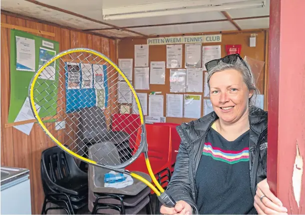  ??  ?? GAME ON: Victoria White of Pittenweem Tennis Club which has launched a fundraisin­g drive to help it survive beyond its centenary year.