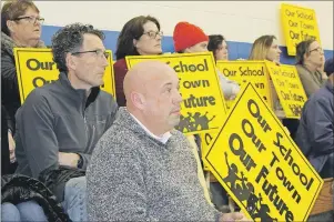  ?? MILLICENT MCKAY/TC MEDIA ?? Members from Georgetown Elementary’s home and school associatio­n, as well as other people in the community, attended an Island-wide rally at Kinkora Regional High School on Thursday.