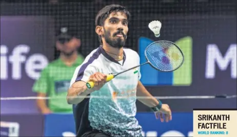  ?? REUTERS ?? n Kidambi Srikanth returns against Wong Wing Ki Vincent of Hong Kong in the semifinals of the Denmark Open on Saturday.