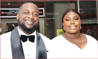 ??  ?? The Newly Weds, Adekanmi Harold Laoye and his wife, Oluwadamil­ola Beatrice