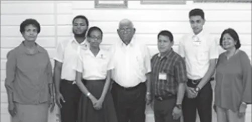  ??  ?? Picture shows from left to right Sylvia Conway, John Bacchus, Tricia James, Sattaur Gafoor, Sylvester Robinson, Feezal Dhanny and Ameena Gafoor