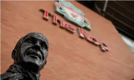  ?? Photograph: Peter Powell/EPA ?? The statue of Bill Shankly outside The Kop stand at Anfield. The Scot was manager of Liverpool from 1959 to 1974.