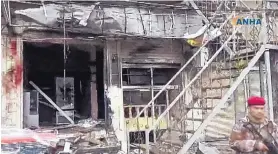  ?? ANHA/ASSOCIATED PRESS ?? This frame grab from video provided by Hawar News shows a damaged restaurant where an explosion occurred, in Manbij, Syria, Wednesday