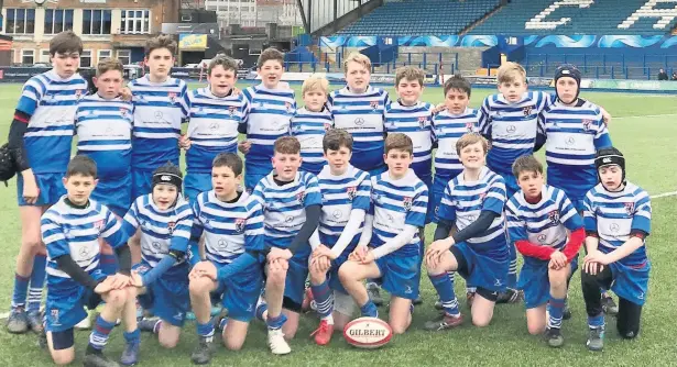  ??  ?? King’s School under 13s squad which starred at Cardiff Arms Park on their tour of South Wales
