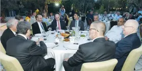  ?? (Mark Nayman/GPO) ?? PRESIDENT REUVEN RIVLIN with Muslim ambassador­s and local Arab leaders at the Iftar dinner that he hosted at the President’s Residence.