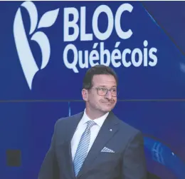  ?? DAVE CHAN / AFP VIA GETTY IMAGES ?? Bloc Québécois leader Yves-françois Blanchet has positioned the party as the only one that supports Bill 21, which bans religious symbols for some public-sector employees.