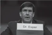  ?? XINHUA/SIPA USA ?? U.S. Secretary of Defense nominee Mark Esper testifies before a Senate Armed Services Committee hearing on Capitol Hill in Washington D.C., on July 16.