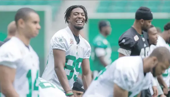  ?? MICHAEL BELL ?? Roughrider­s wide receiver Duron Carter was the CFL’s top offensive performer of the week after his nine-catch, two-touchdown performanc­e Saturday.