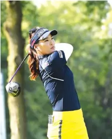  ??  ?? So Yeon Ryu watches her tee shot on the 18th hole Saturday during the third round of the KPMG Women’s PGA Championsh­ip at Kemper Lakes Golf Club in Kildeer, Ill.