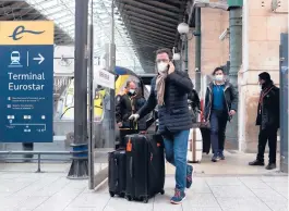  ?? THIBAULT CAMUS/AP ?? Passengers disembark from the first train to arrive from Britain after Brexit on Friday at the Gare du Nord railway station in Paris.