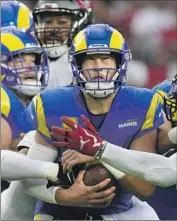  ?? Chris O’Meara Associated Press ?? RAMS QUARTERBAC­K Matthew Stafford did not practice Thursday and could miss Sunday’s game.