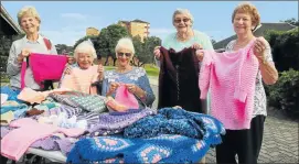  ?? Picture: MICHAEL PINYANA ?? STITCH IN TIME: Parklands knitters with some items they have made for Jersey Week are, from left, Kathy Mogg, Shirley Kirchoff, Betty Wood, Lynn Grenfell and Alayne Bush