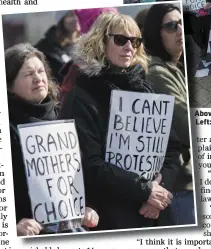  ??  ?? Above: A large crowd gathers in Strandhill for the demonstrat­ion. Left: Women at last Wednesday’s demonstrat­ion