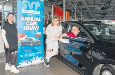  ?? (Pic: Brian Lougheed) ?? The car was presented to the lucky winner, Aileen O’Leary from Ovens, Co. Cork at CAB HQ on the Monaghan Road. Aileen is pictured with her daughter Lili-Anna and sister Fiona Mischke at the presentati­on.