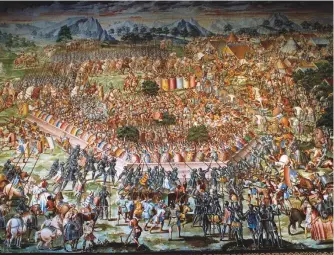  ??  ?? LA BATALLA CAMPAL DE LA HIGUERUELA
Acaecida en 1431, fue uno de los escasos grandes choques en campo abierto entre nazaríes y castellano­s. Fresco (detalle) de la Sala de Batallas de El Escorial.