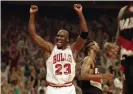  ??  ?? Michael Jordan celebrates his second NBA title in 1992. Photograph: John Swart/ AP