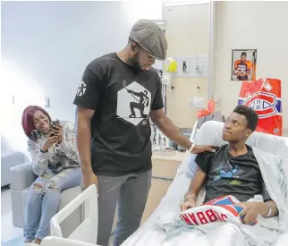  ?? DARIO AYALA ?? In November, Subban stopped by the Montreal Children’s Hospital to spread some of his cheer. As he said hello to 16-year-old Harmony Stone, the boy’s sister Michelle documented the moment.