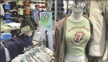  ?? ASSOCIATED PRESS ?? A replica Rolling Stones T-shirt from 1970 is displayed, on Dec. 17, in the Westfield Garden State Plaza shopping mall in Paramus, NJ.