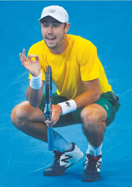  ??  ?? Jordan Thompson’s efforts in the green and gold at Davis Cup level have been rewarded with a Brisbane Internatio­nal wildcard.