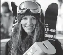  ?? MIKE RIDEWOOD/ CANADIAN FREESTYLE SKI ASSOCIATIO­N ?? Kaya Turski of Montreal took top spot and the trophy in slopestyle finals action Sunday at the Winter Dew Tour in Killington, Vt. The freestyle skiing team is still reeling from the death last week of teammate Sarah Burke.