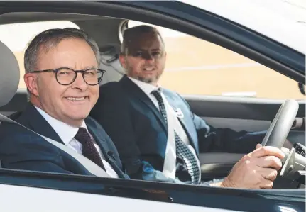  ?? ?? Anthony Albanese plans to drive your tax dollars into the pockets of Tesla buyers. Picture: Martin Ollman