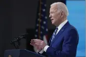  ?? EVAN VUCCI — THE ASSOCIATED PRESS ?? President Joe Biden speaks during an event in the South Court Auditorium on the White House campus in Washington on Monday.