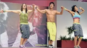  ??  ?? FIT: Alberto Perez, centre, founder of Zumba Fitness, performs on stage during a meeting in Rimini, Italy, last month. Zumba, a Latin dance-inspired aerobic workout, has exploded into a global craze with about 12 million people taking classes every...