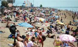  ??  ?? Sun-drenched Southend beach was a hotspot for furloughed workers