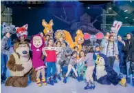  ??  ?? Orphans with the cast of Masha and the Bear on Ice at the ice rink in Zayed Sports City, Abu Dhabi. — Supplied photo